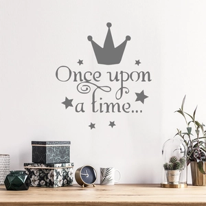 Once upon a time wall decal with crown and stars for bedroom home wall decor
