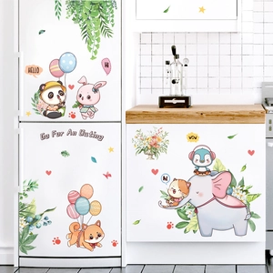 Cartoon animal wall stickers with pandas and rabbits for kids room and home decoration