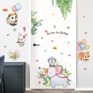Cartoon animal wall stickers with elephant and panda for kids room wall decor