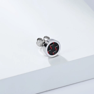 Orecchini a perno in acciaio inox con inserto in carbonio e motivo racing rosso bianco