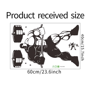 Detailed dimensions of 60x40cm black bodybuilder silhouette fitness wall sticker