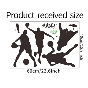 Detailliertes Layout der Basketball-Wandtattoos mit Abmessungen und Silhouetten
