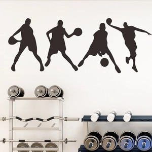 Dynamische Basketball-Silhouetten-Wandaufkleber für Turnhalle und Sportzimmer