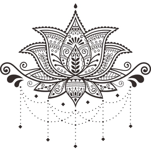 Mandala lotus flower wall sticker for home decor with bohemian black and white line patterns