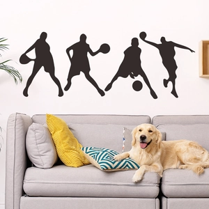 Selbstklebende schwarze Basketball Silhouetten Wandaufkleber für Jungenzimmer Deko