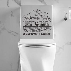 Adesivo murale autoadesivo in PVC nero con regole del bagno per decorazione toilette
