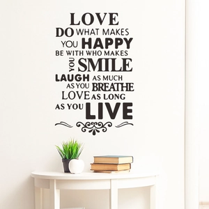 Minimalist LOVE wall decal with inspirational quotes for home and bedroom decor
