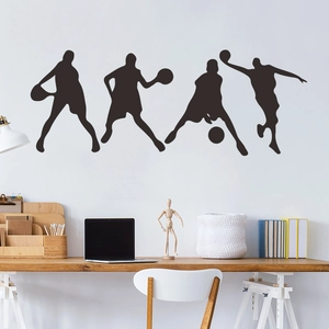 Basketballspieler Silhouette Wandaufkleber Sport Thema DIY PVC Wandtattoos Für Jungen Schlafzimmer Fitnessstudio Dekoration Schwarz