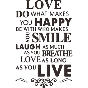 Minimalist black and white LOVE quote wall decal for bedroom home decor accents