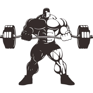 Muscular male athlete silhouette lifting barbell gym wall decal for fitness room decor