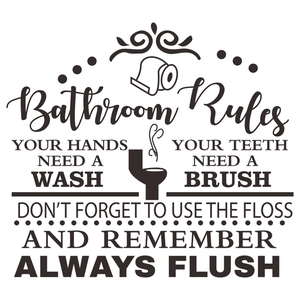 Adesivo murale in PVC autoadesivo con regole del bagno e slogan in inglese decor