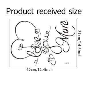 Spécifications de taille pour sticker mural Love You More mesurant 52cm x 37cm