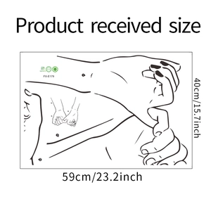 Macro view of line art wall decal FX-E179 showing product dimensions 59cm by 40cm