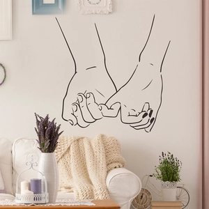 Minimalist Couple Pinky Swear Hands Line Art Wall Sticker PVC Self Adhesive Home Decor For Bedroom Living Room Modern Wall Decal