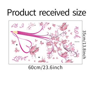 Detaillierte Größenangaben für Rosa Schmetterling und Herz Wandsticker Dekor (35x60cm)