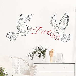 Minimalist dove and Love heart wall sticker decor for living room and bedroom walls