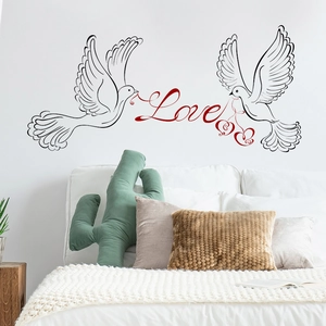 Modern PVC Wall Sticker Peace Dove Love Heart Pattern DIY Removable Decal For Living Room Bedroom Home Decoration