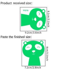 Luminous smiling bear wall sticker YG70 showing received size and final applied dimensions