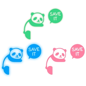 Luminous panda night light switch stickers in green blue and pink with save it text