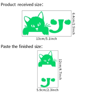 Dimensions de l'autocollant chat lumineux pour interrupteur mural de 13x6,4cm