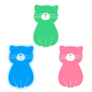 Luminous cute cat light switch stickers in green, blue, and pink for wall decoration