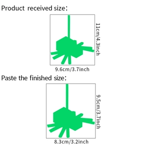 Luminous spider wall sticker showing product dimensions and finish size for home decoration