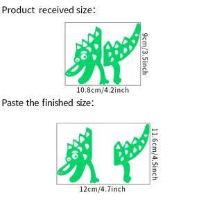 Detailed size specifications for luminous cartoon dinosaur switch wall sticker decals