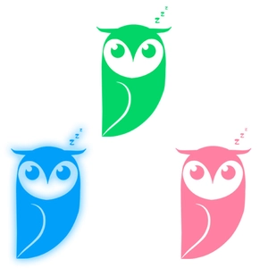 Luminous cartoon owl wall stickers in green blue and pink for home wall decoration