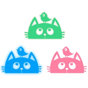 Luminous cat and bird light switch wall stickers in mint green sky blue and rose pink