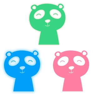 Luminous cute panda light switch stickers in green, blue, and pink for wall decoration