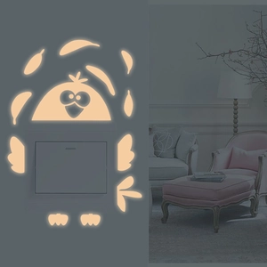 Luminous penguin and bird wall sticker for home switch decoration glowing in the dark