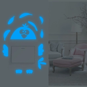 Luminous blue penguin and fish wall sticker for home switch decoration in the dark