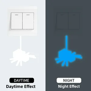 Luminous spider switch sticker with blue glow contrast for daytime and night decoration