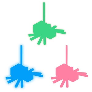 Luminous spider switch stickers for wall decoration in green, blue, and pink colors