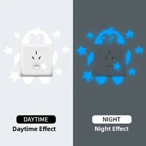 Luminous penguin and stars switch sticker showing day and night glowing effect