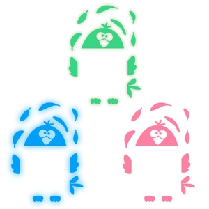 Luminous cartoon penguin and fish wall stickers set in mint, blue and coral colors