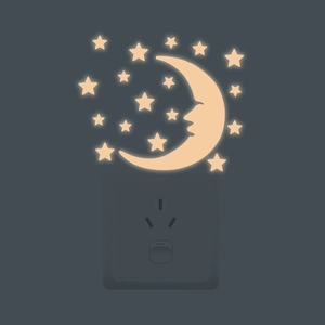 Luminous moon and stars night light with warm glow for bedroom wall decoration