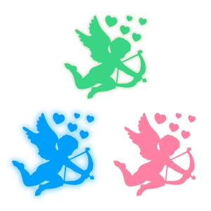 Luminous Cupid wall stickers in green, blue, and pink colors for home wall decoration