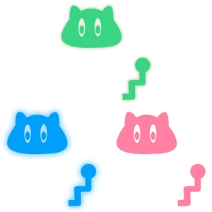 Luminous surprised cat wall stickers in green blue and pink for home wall decoration