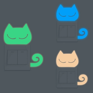 Cartoon Cat Luminous Switch Wall Stickers PET Glow In The Dark Decoration For Bedroom Kids Room DIY Cute Animal Decals