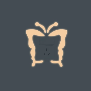 Luminous butterfly wall switch plate with glowing orange borders and power socket