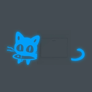 Luminous blue cat and fish wall sticker for light switch decor in dark room