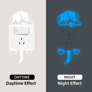 Adesivo per interruttore cane luminoso con effetto fluorescente giorno e notte