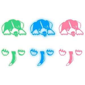 Adesivi luminosi per cani corgi in colori verde blu e rosa per muro e auto