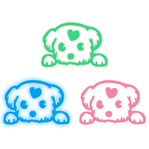 Set di adesivi murali luminosi a forma di cucciolo in verde menta, azzurro e rosa corallo