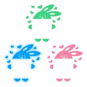Luminous glow-in-the-dark heart bunny wall stickers in pink blue and green for home decor