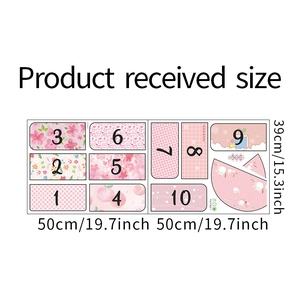 Detailed size chart for pink cartoon flower hopscotch wall stickers 100x39cm