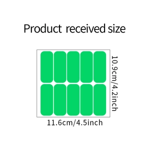 Detailed dimension layout showing 10 pieces of self-adhesive luminous wall stickers with size specs