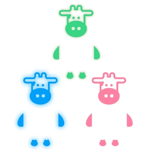 Cute cow luminous wall stickers in green blue and pink for creative home wall decoration