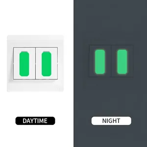 Luminous wall switch sticker with 3-color glow strips for night visibility in home decor